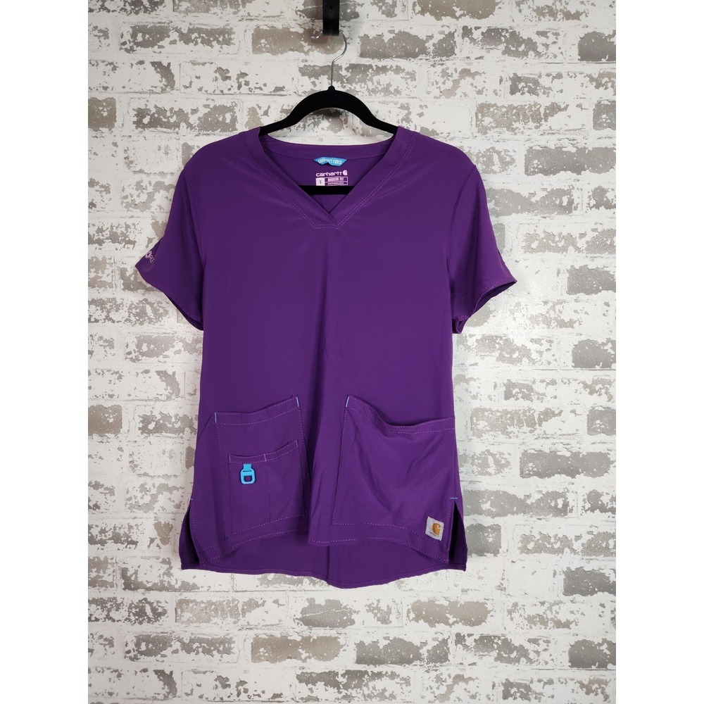 Carhartt Force Modern Fit Scrub Top Size‎ Small Purple Medicine Nurse